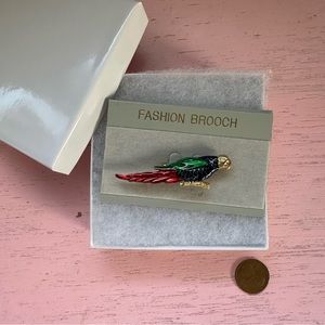 Enamel rhinestone parrot pin brooch